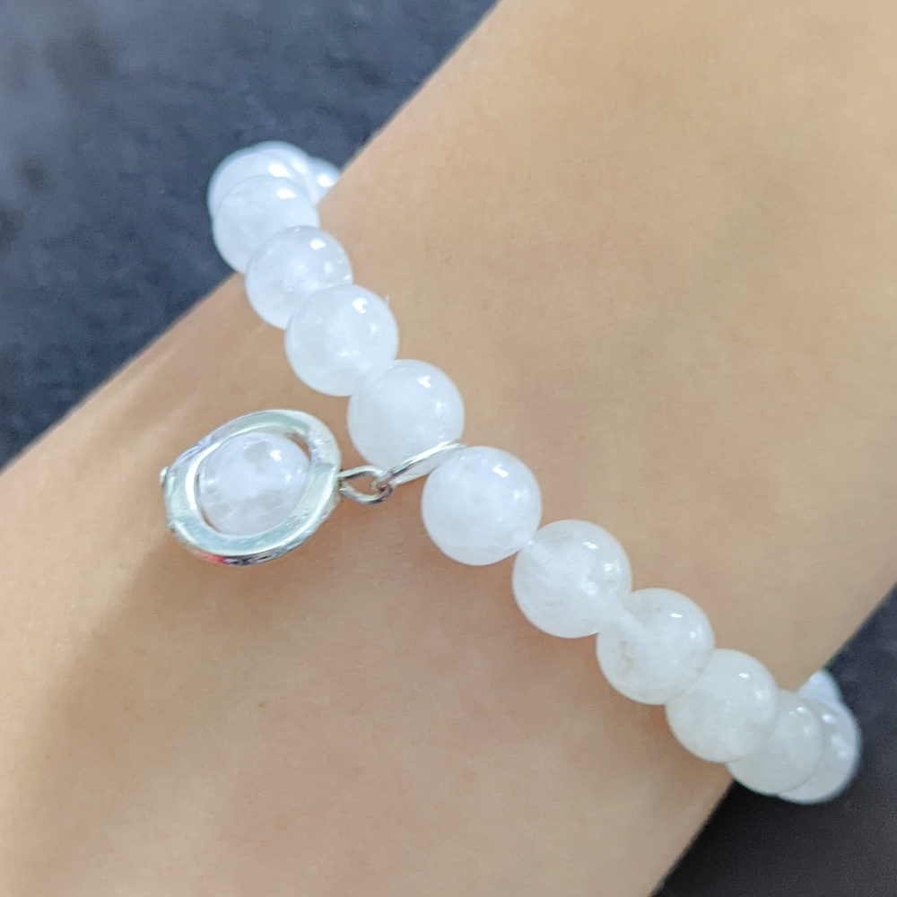 White Jade Natural Stone Stretch Bracelet